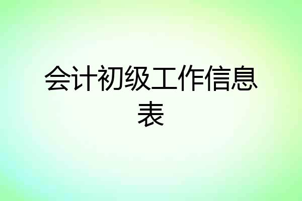 会计初级工作信息表