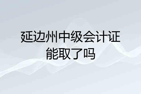 延边州中级会计证能取了吗