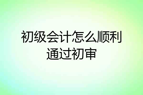 初级会计怎么顺利通过初审
