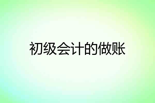 初级会计的做账