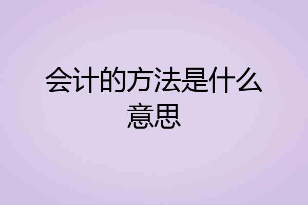 会计的方法是什么意思