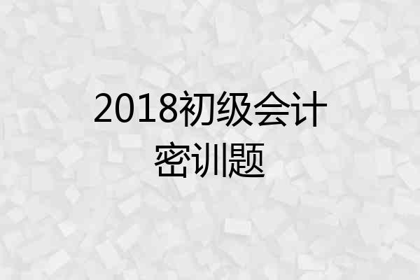 2018初级会计密训题