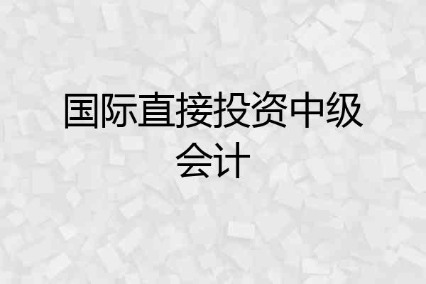 国际直接投资中级会计