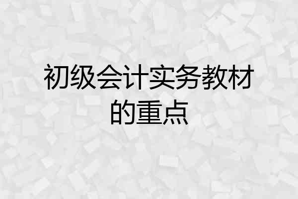 初级会计实务教材的重点