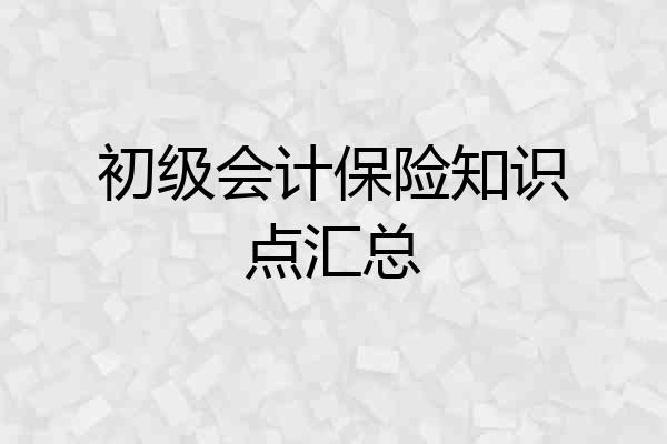 初级会计保险知识点汇总