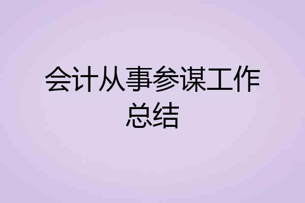 会计从事参谋工作总结