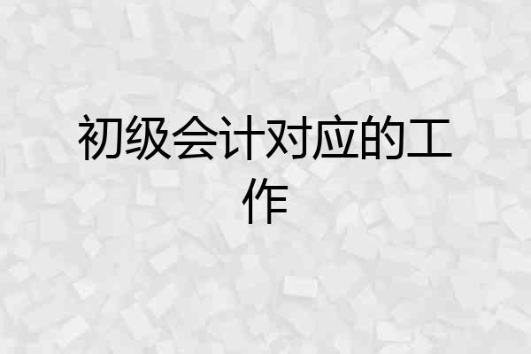 初级会计对应的工作