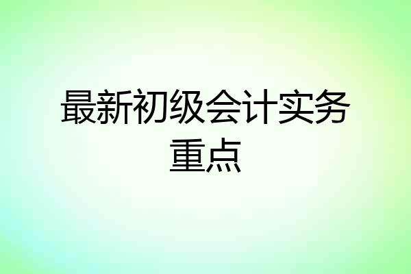 最新初级会计实务重点