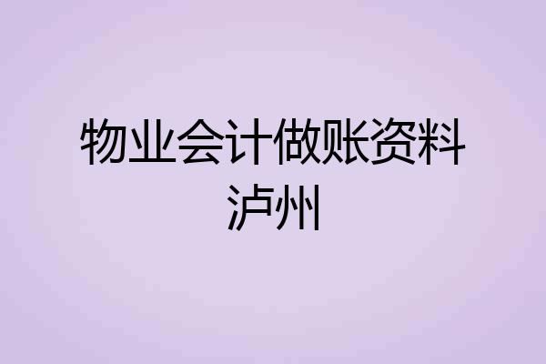物业会计做账资料泸州