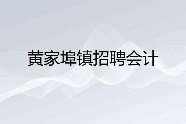 黄家埠镇招聘会计