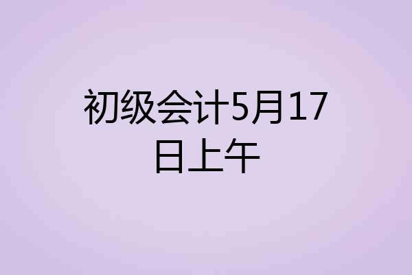 初级会计5月17日上午