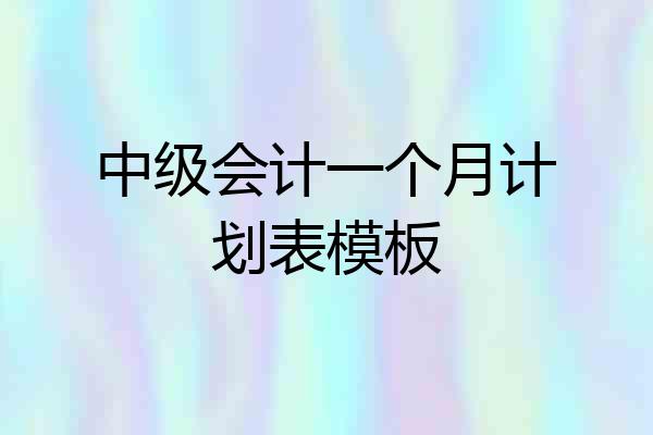 中级会计一个月计划表模板