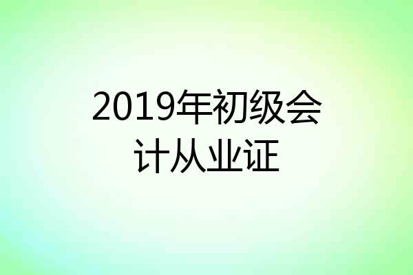 2019年初级会计从业证