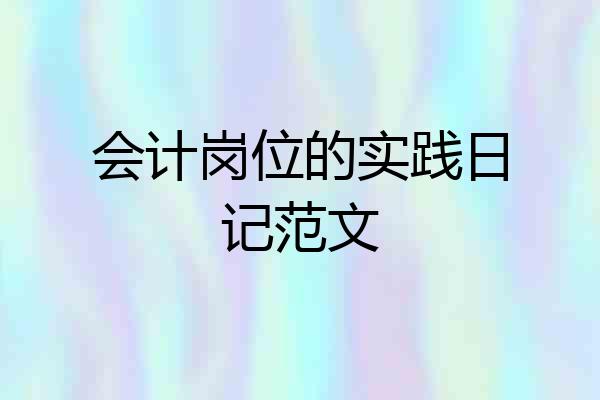 会计岗位的实践日记范文