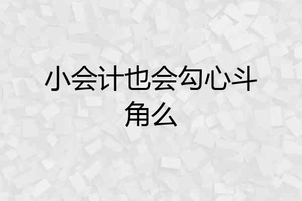 小会计也会勾心斗角么