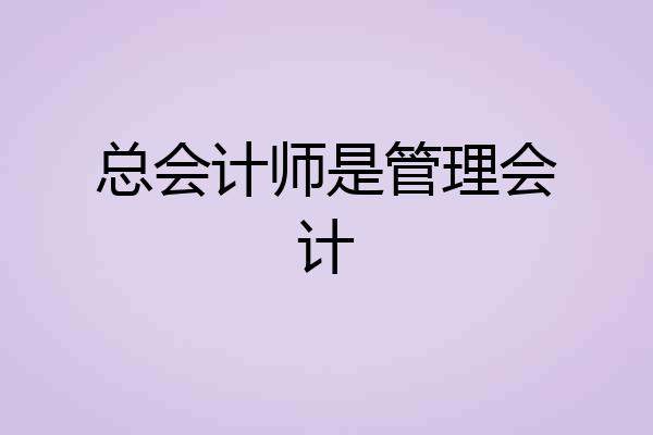 总会计师是管理会计