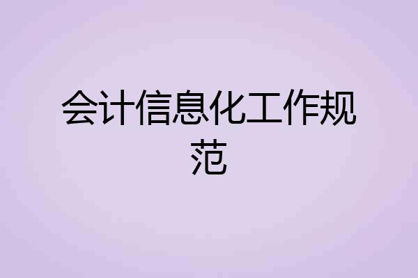 会计信息化工作规范