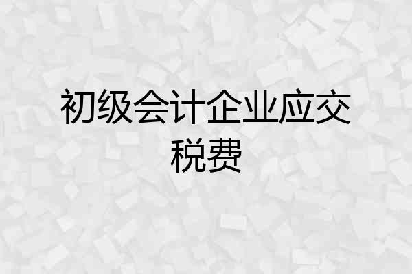 初级会计企业应交税费