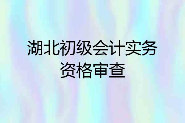 湖北初级会计实务资格审查