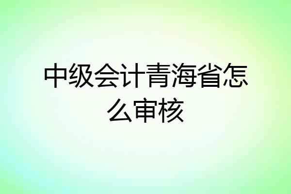 中级会计青海省怎么审核
