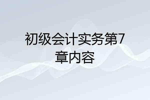 初级会计实务第7章内容