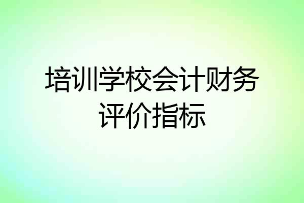 培训学校会计财务评价指标