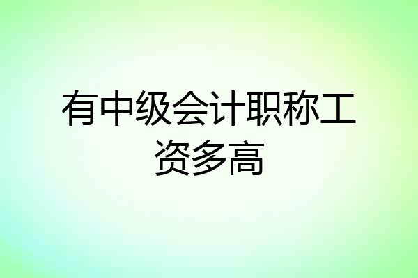 有中级会计职称工资多高