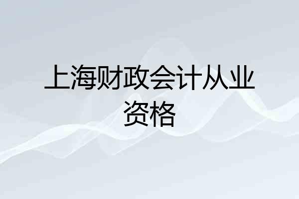 上海财政会计从业资格