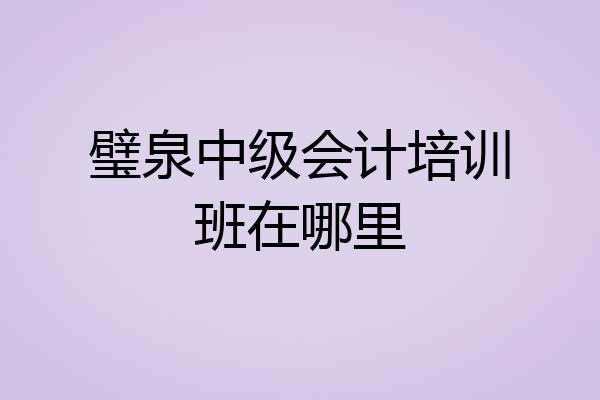 璧泉中级会计培训班在哪里