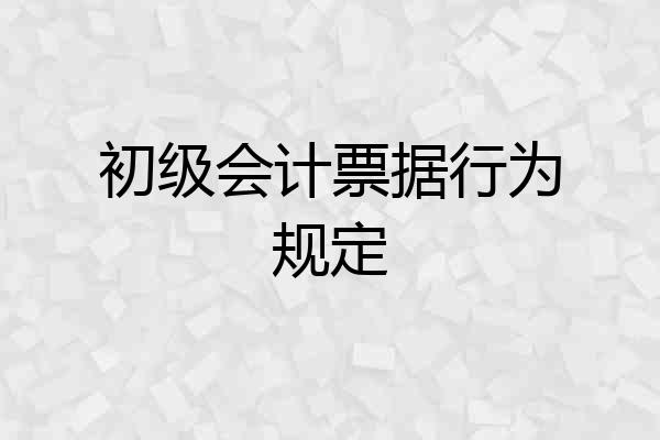 初级会计票据行为规定
