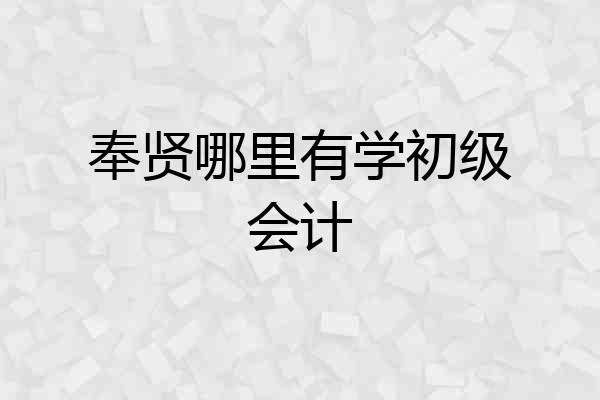 奉贤哪里有学初级会计