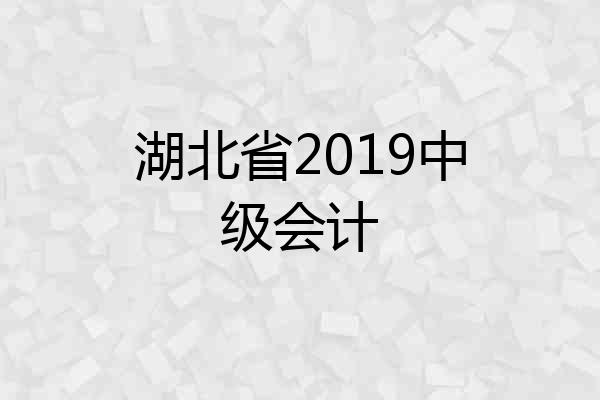 湖北省2019中级会计