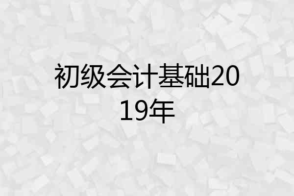 初级会计基础2019年