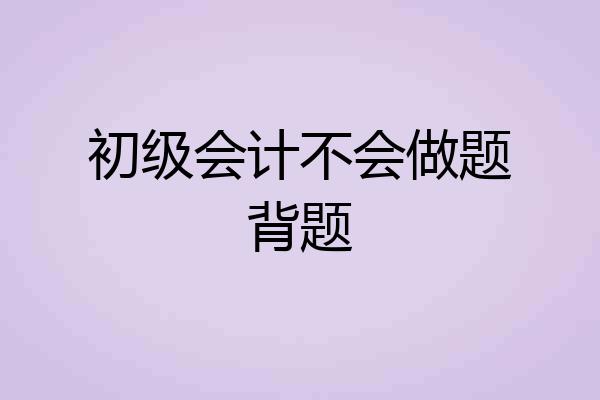 初级会计不会做题背题