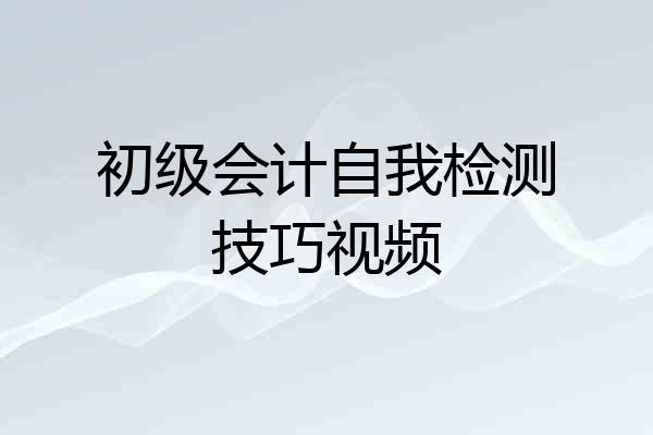 初级会计自我检测技巧视频