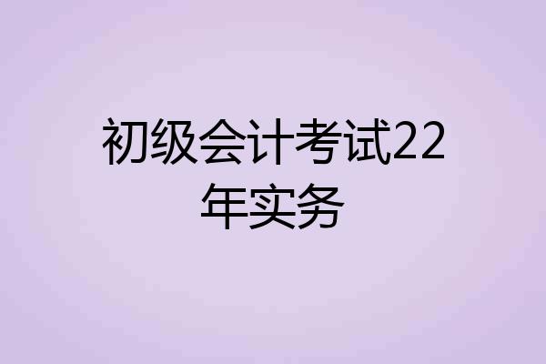 初级会计考试22年实务