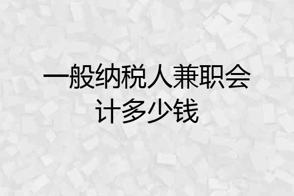 一般纳税人兼职会计多少钱