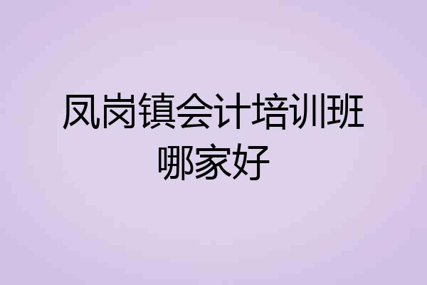凤岗镇会计培训班哪家好