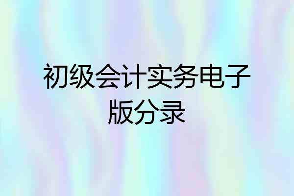 初级会计实务电子版分录