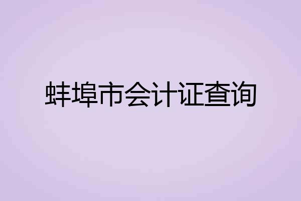 蚌埠市会计证查询