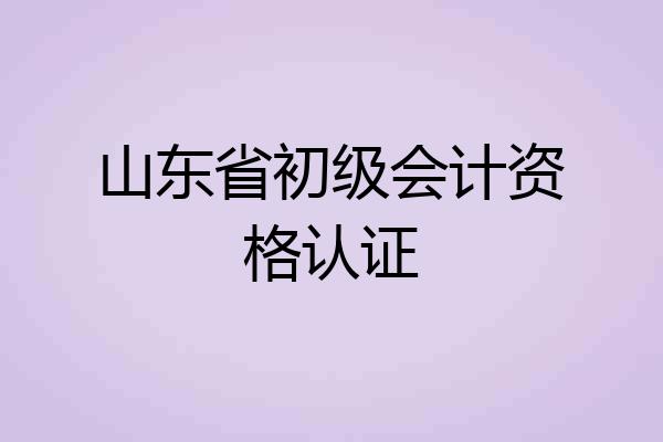 山东省初级会计资格认证