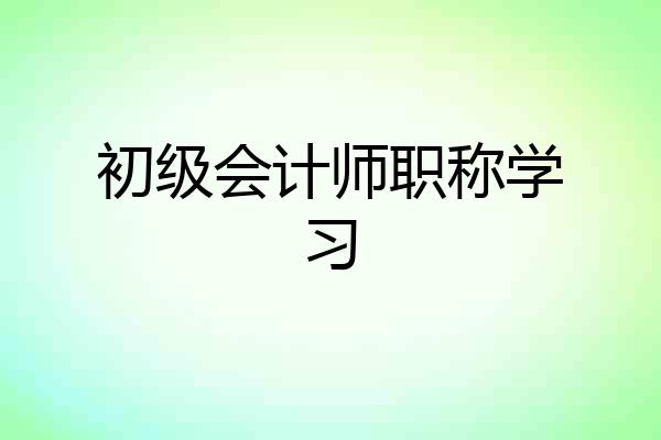 初级会计师职称学习
