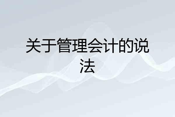 关于管理会计的说法