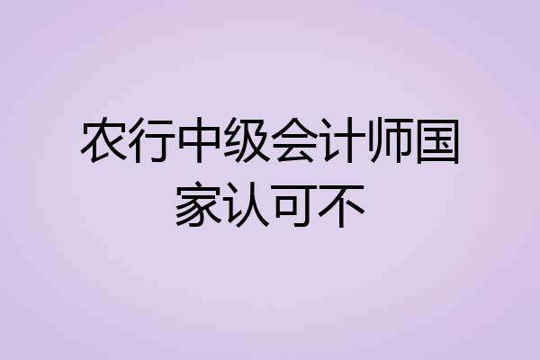 农行中级会计师国家认可不
