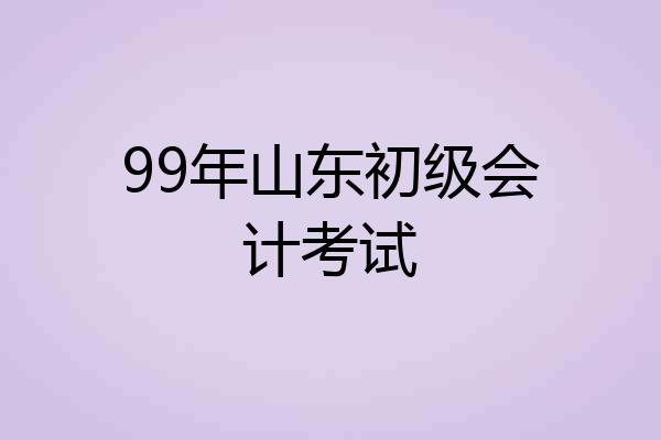 99年山东初级会计考试