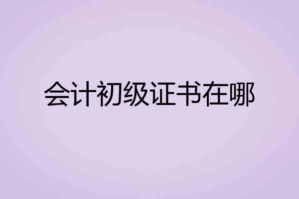 会计初级证书在哪