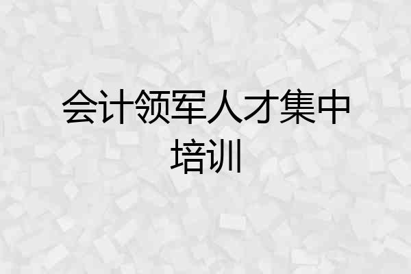 会计领军人才集中培训