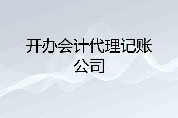 开办会计代理记账公司