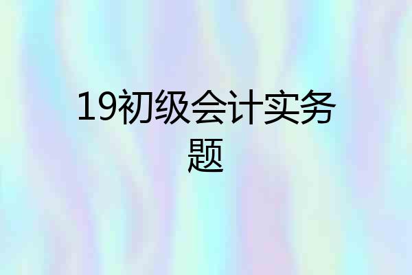 19初级会计实务题