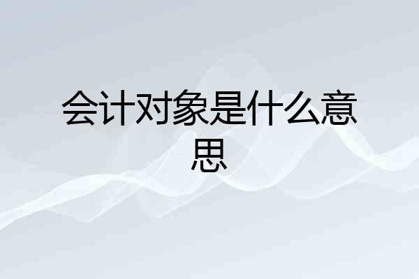 会计对象是什么意思